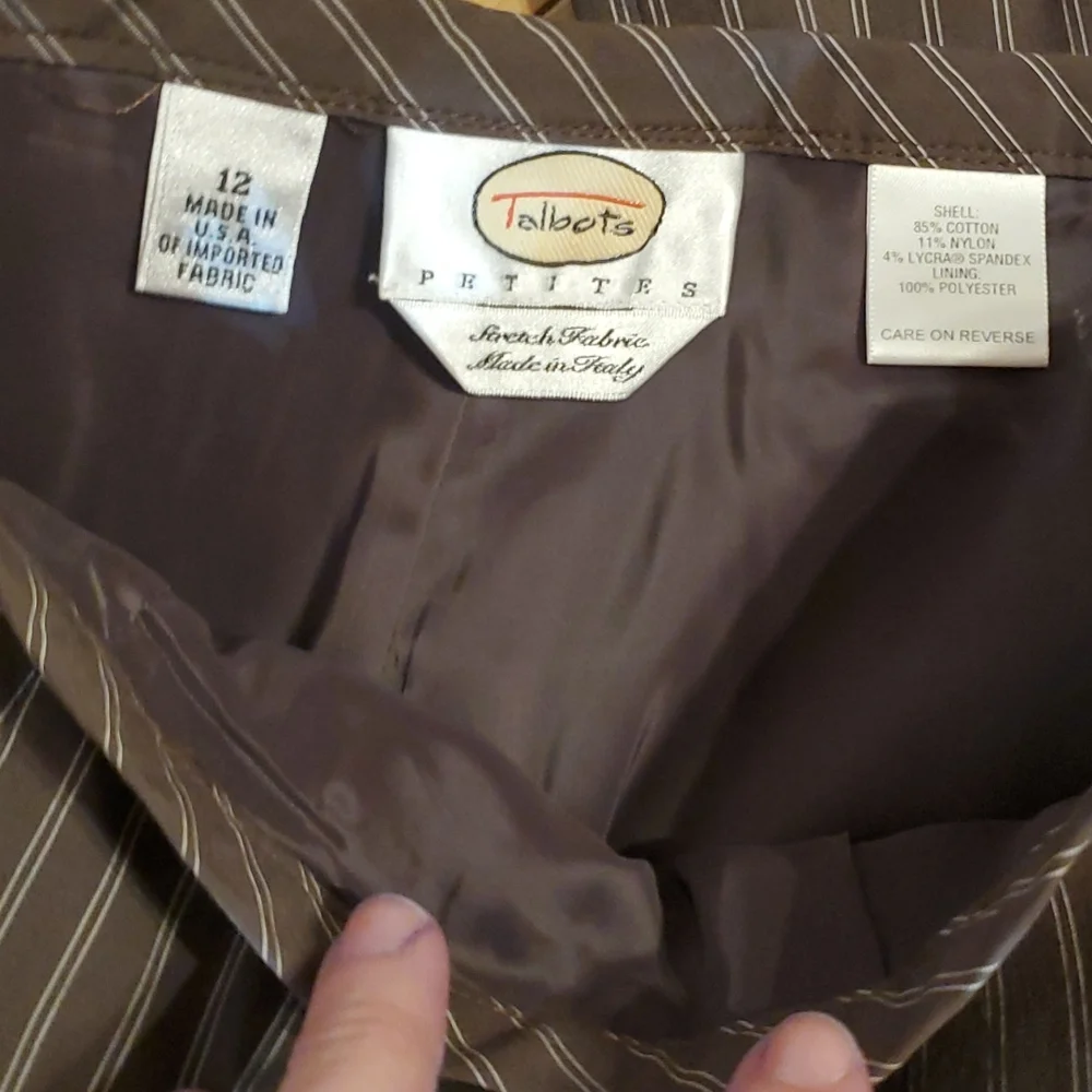 Talbots Pant Suit Tweed Pinstriped Blazer Flat front pants Size 12 Womans - Picture 7 of 8